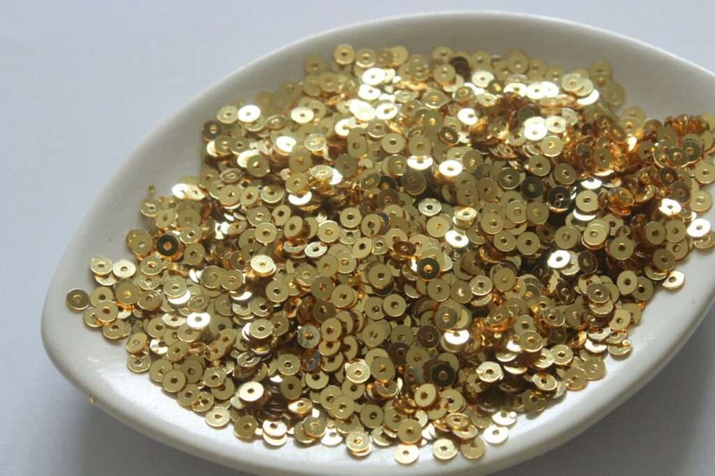 Gold Round Metallic Sequins for Aari,Luneville,Tambour embroidery-4mm,3mm