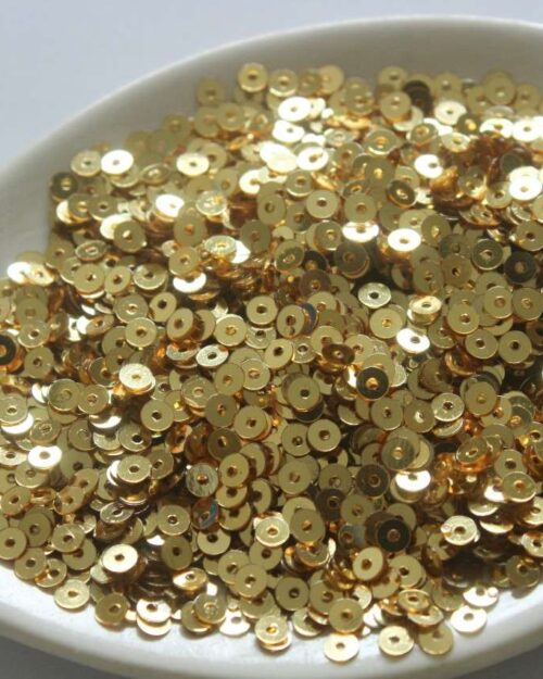Gold Round Metallic Sequins for Aari,Luneville,Tambour embroidery-4mm,3mm