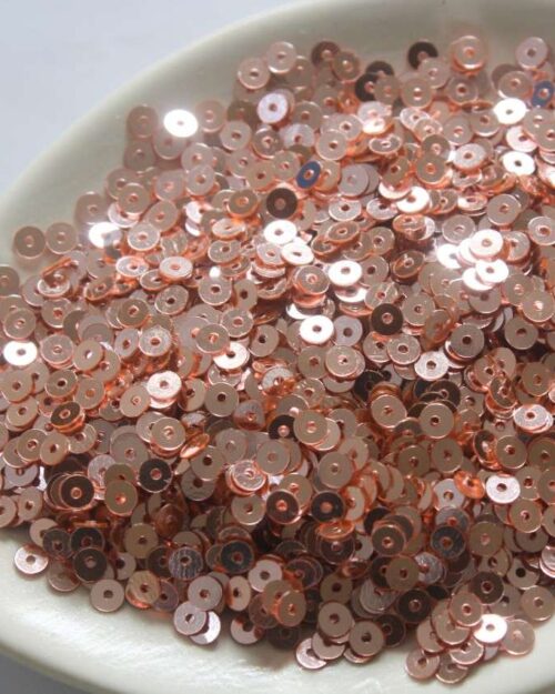 Rose Gold Round Metallic Sequins for Aari,Luneville,Tambour embroidery-4mm,3mm