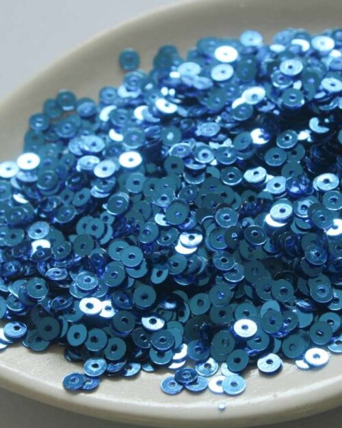 Azure Blue Round Metallic Sequins for Aari,Luneville,Tambour embroidery-4mm,3mm