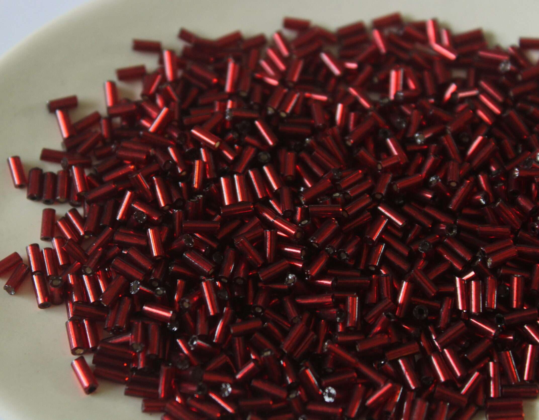 Burgundy Transparent Silverline Glass Bugle/Pipe Beads- 4mm Size –  IndianEmbroideryShop
