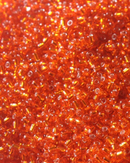 Transparent Salamander Orange SilverLine Rocaille / Seed Beads- 11/0