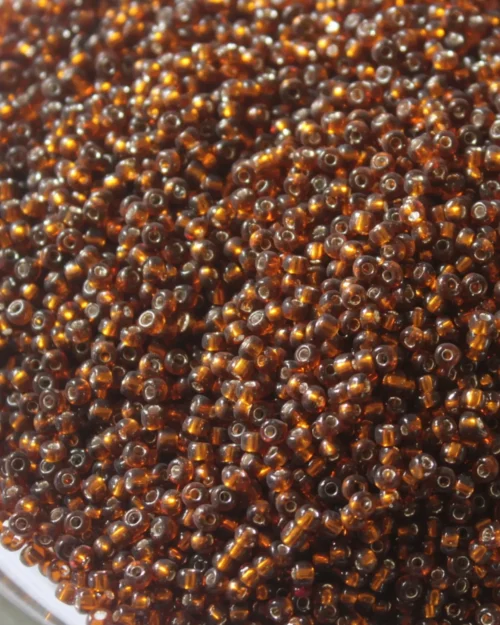 Brown Topaz Transparent Silverline Seed Beads- 11/0