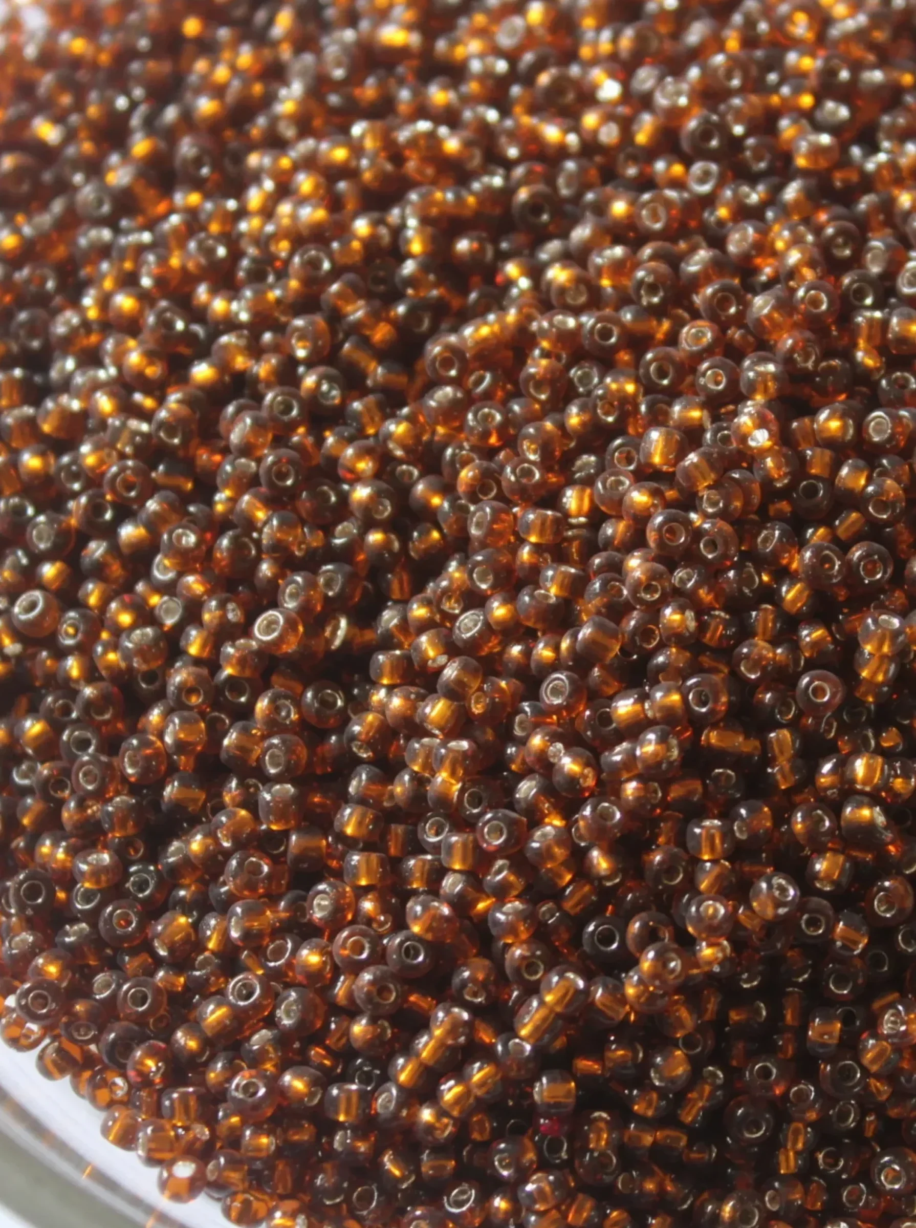 Brown Topaz Transparent Silverline Seed Beads- 11/0